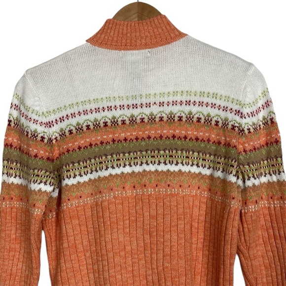 Tiara Full Zip Fair Isle Pastel Rib Knit Cardigan, Size Medium - Picture 6 of 10